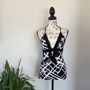 Forever Black and White Halter Top